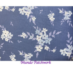 100% algodón, diseño floral, fondo azul