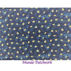 100% algodón, diseño floral, fondo azul