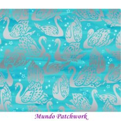 100% algodón, diseño cisnes plateados