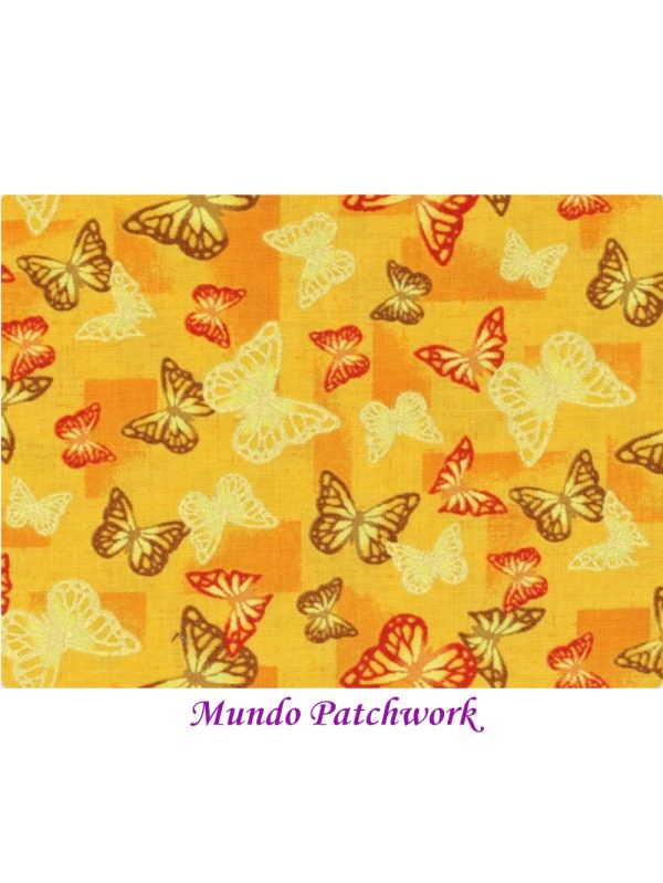 Tela CD-18912-002, 100% algodón, diseños mariposas, 1.10 mt. ancho x 30 cm