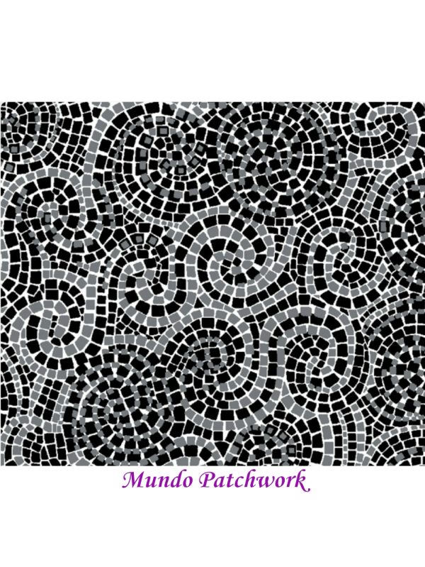 Tela ZD-78953-004, 100% algodón, diseño mosaico negro 1.10 mt. ancho x 30 cm