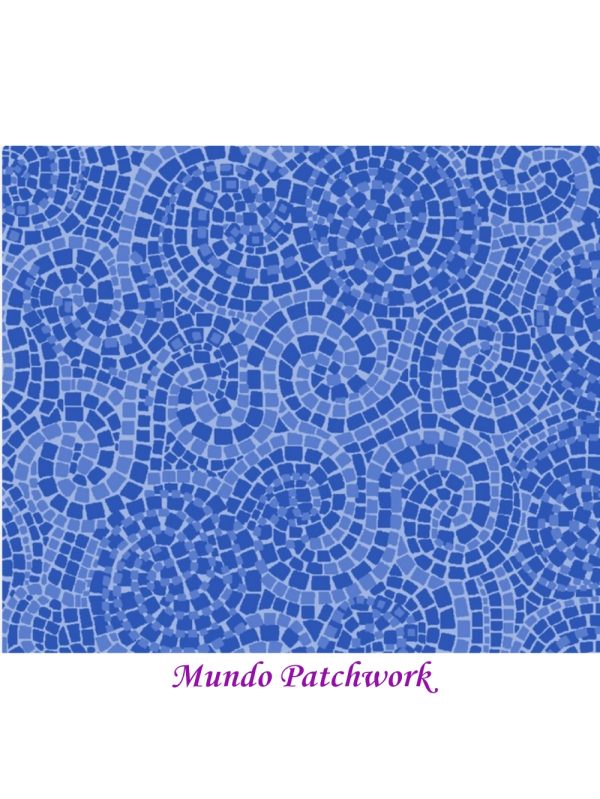 Tela ZD-78953-001, 100% algodón, diseño mosaico azul, 1.10 mt. ancho x 30 cm