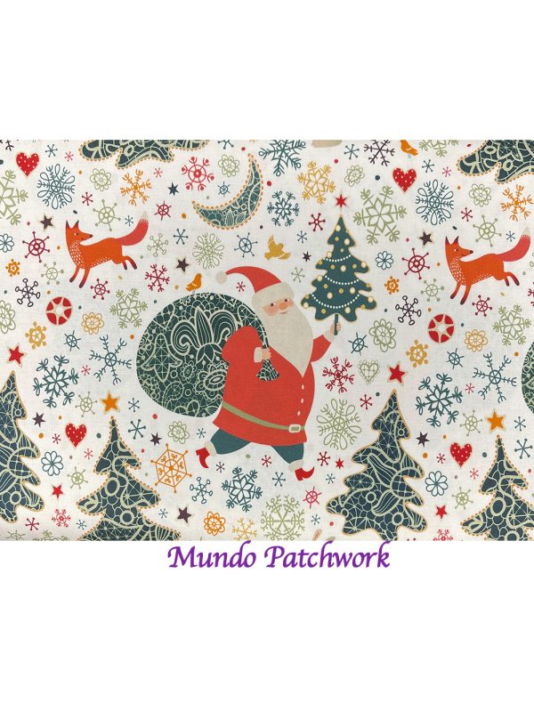 TelaNV-18560-202 - 100% algodón, diseño navideño, 1.10 mt ancho x 30 cm