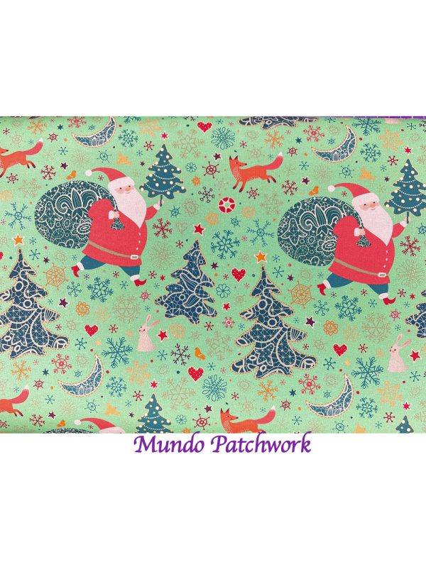Tela NV-18560-203 - 100% algodón, diseño navideño, 1.10 mt ancho x 30 cm