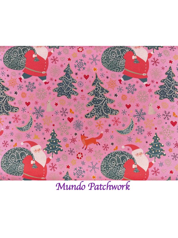 Tela NV-18560-204 - 100% algodón, diseño navideño, 1.10 mt ancho x 30 cm