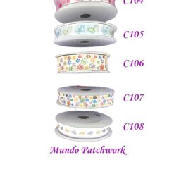 Cinta decorativa tela, diseños infantiles, largo 2 mt, se venden por unidad