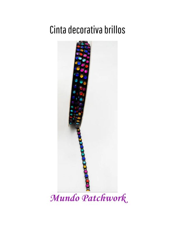 Cinta decorativa brillos colores x 1 metro, ancho 3mm