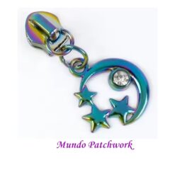 Tirador para cierre Nº4 tornasol luna con estrellas, por unidad se venden