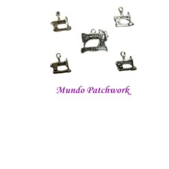 Tiradores metálicos para cierres, figura máquina coser x 5 unidades