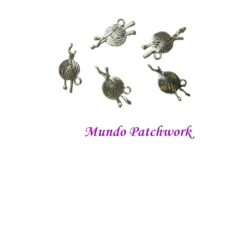 Tiradores metálicos para cierres, figura ovillos de lana x 5 unidades