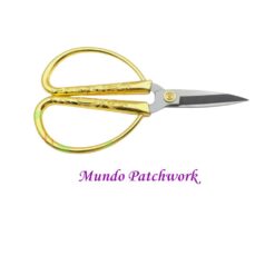Tijera para costura y bordado, mango dorado, mide 13cm