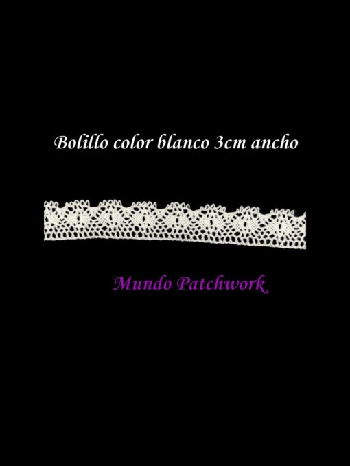 Blonda Bolillo color blanco 3 cm ancho x 5mt