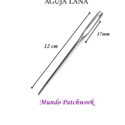 Aguja metálica Lana, mide 12 cm largo punta roma