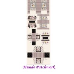 (28)Panel Tricoline 100% algodón, mide 49 x1,50mt, diseño 6 estuches Viajeros