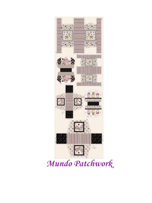 (28)Panel Tricoline 100% algodón, mide 49 x1,50mt, diseño 6 estuches Viajeros