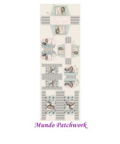 Panel 100% algodón brasilero, mide 49 x1,50mt, diseño 6 estuches Perfumes