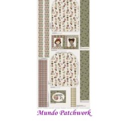 (13)Panel Tricoline 100% algodón, mide 70 x1,50mt, diseño Mochila Artes