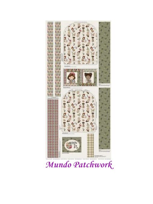 Panel 100% algodón brasilero, mide 70 x1,50mt, diseño Mochila Artes