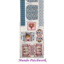 (16)Panel Tricoline 100% algodón, mide 49 x1,50mt, diseño 2 bolsos y 2 estuches Felicidad