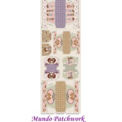 (29)Panel Tricoline 100% algodón, mide 49 x1,50mt, diseño 6 estuches Mis muñecas