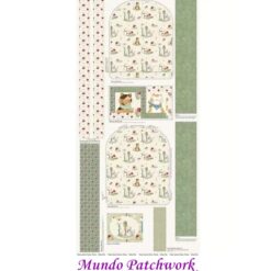 (1)Panel Tricoline 100% algodón, mide 67 x1,50mt. diseño 1 Mochila Gatito