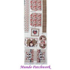 (17)Panel Tricoline 100% algodón, mide 49 x1,50mt, diseño 2 bolsos y 2 estuches