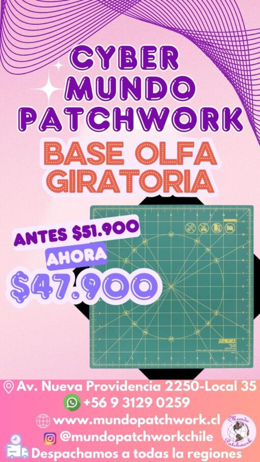 Base Olfa Giratoria mide 12 x 12 pulgadas (30x30cm)