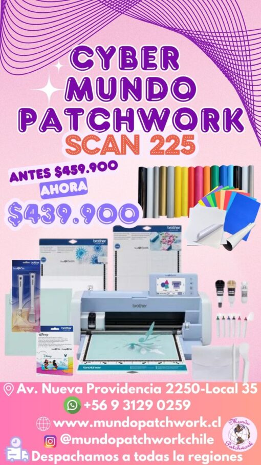Plotter de corte Brother SDX 225, + Set gancho y espatula + tarjeta activación Disney, Regalamos 16 vinilos + 50 cm papel transfer +
