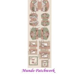 (26)Panel Tricoline 100% algodón, mide 49 x1,50mt, diseño 6 estuches Romance