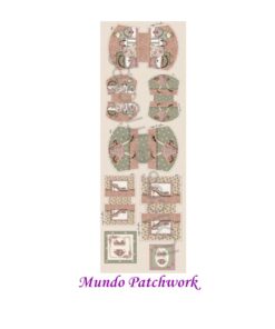 Panel 100% algodón brasilero, mide 49 x1,50mt, diseño 6 estuches Romance