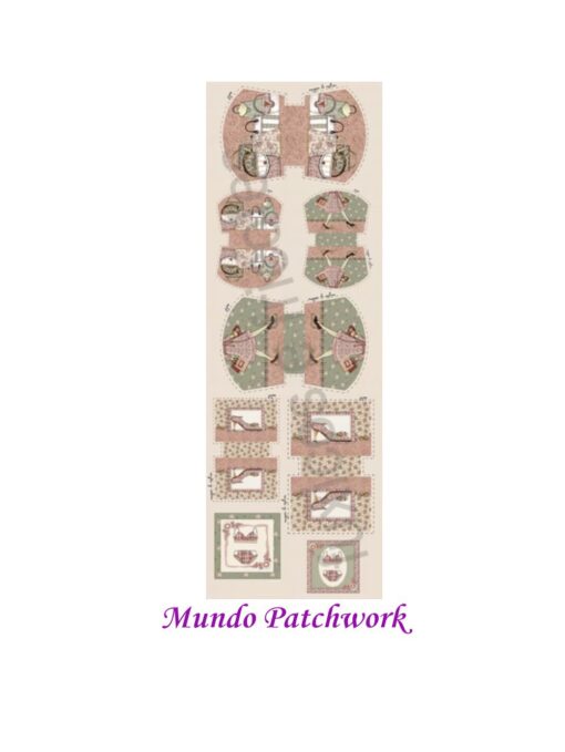 Panel 100% algodón brasilero, mide 49 x1,50mt, diseño 6 estuches Romance