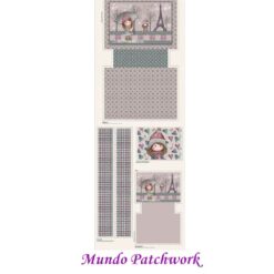 (7)Panel Tricoline 100% algodón, mide 49 x1,50mt, diseño 1 Bolsa y 1 Neceser Invierno en Paris