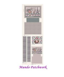 Panel 100% algodón brasilero, mide 49 x1,50mt, diseño 1 Bolsa y 1 Neceser Invierno en Paris