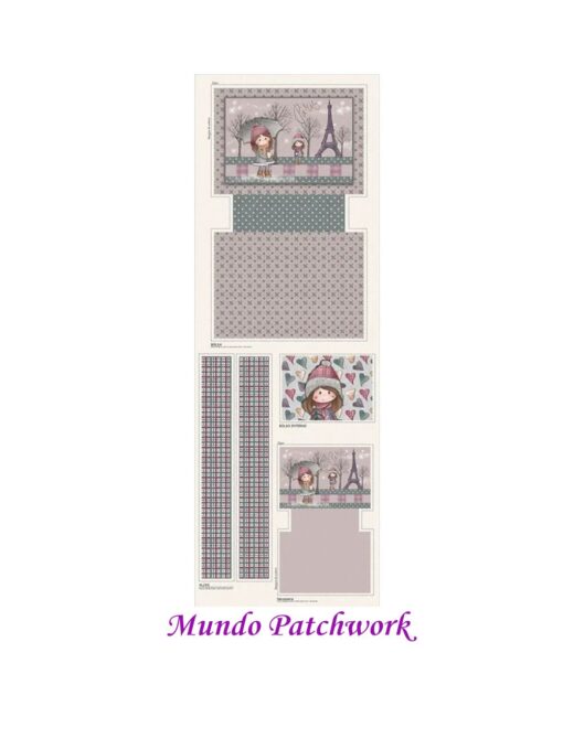Panel 100% algodón brasilero, mide 49 x1,50mt, diseño 1 Bolsa y 1 Neceser Invierno en Paris