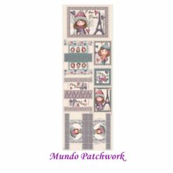 (15)Panel Tricoline 100% algodón, mide 49 x1,50mt, diseño 3 estuches Invierno en Paris