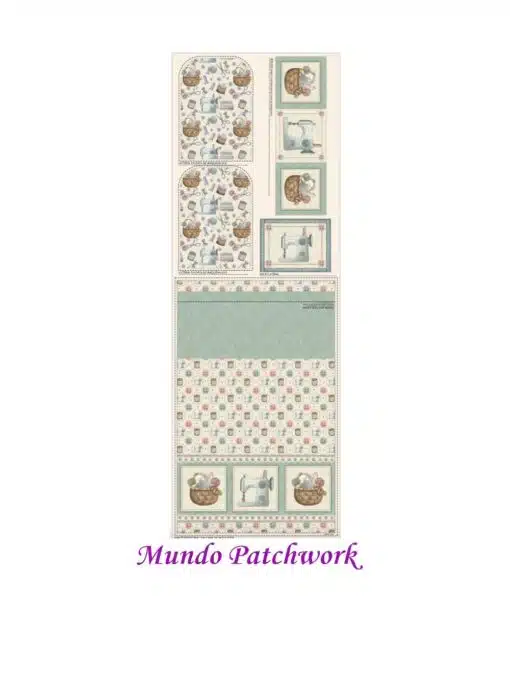 (3)Panel Tricoline 100% algodón, mide 49 x1,50mt, diseño 1 Cubre máquina coser