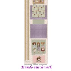 (6)Panel Tricoline 100% algodón, mide 49 x1,50mt, diseño Bolso Muñecas