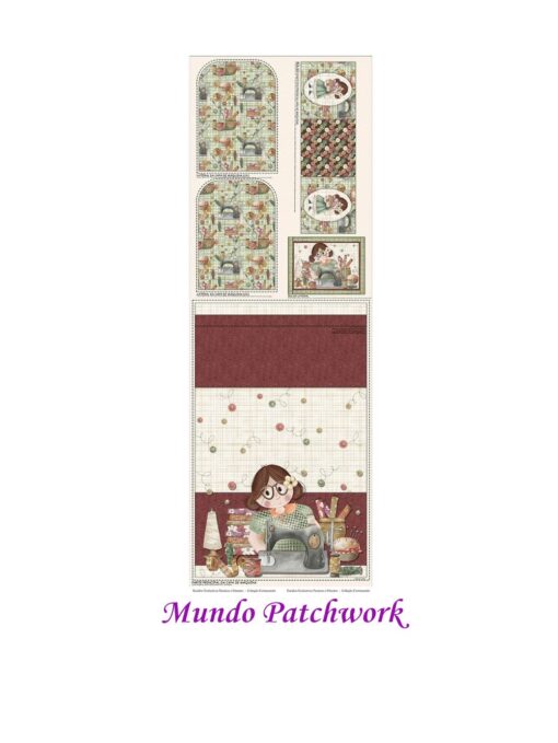 Panel 100% algodón brasilero, mide 49 x1,50mt, diseño Cubre máquina coser