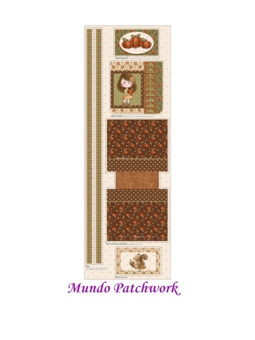 Panel 100% algodón brasilero, mide 49 x1,50mt, diseño 1 Bolso Otoño