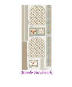 Panel 100% algodón brasilero, mide 69 x1,50mt, diseño 1 Mochila Perrito