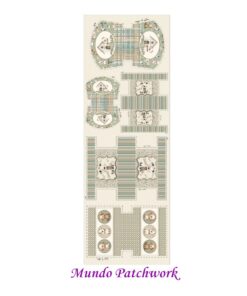 Panel 100% algodón brasilero, mide 49 x1,50mt, diseño 6 estuches Perritos