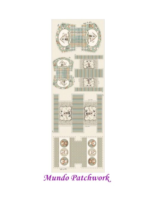 Panel 100% algodón brasilero, mide 49 x1,50mt, diseño 6 estuches Perritos