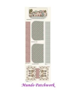 Panel 100% algodón brasilero, mide 49 x1,50mt, diseño 1 Bolsa y 1 estuche Villa