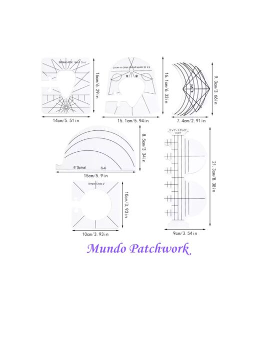 Set de reglas para acolchar Quilts máquina coser casera, 6 unidades - Imagen 2