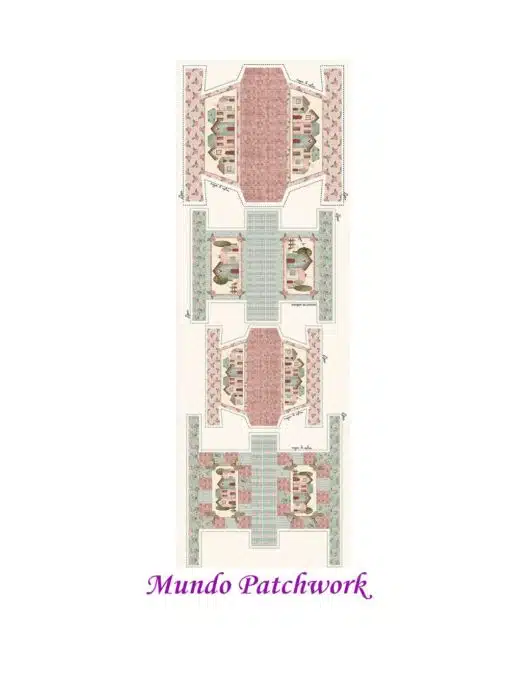 Panel Tricoline 100% algodón, mide 49 x1,50mt, diseño 4 Neceser Villa de Amor