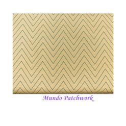 100% algodón, fondo beige lineas zig zag verdes, mide 1.10mt ancho x 30 cm