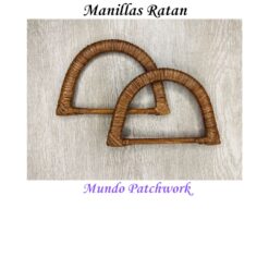 Manilla de ratán para bolsos, mide 15x10cm color café x 2 unid