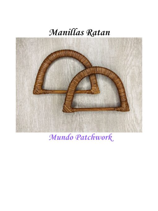 Manilla de ratán para bolsos, mide 15x10cm color café x 2 unid