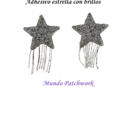 Aplicación para ropa estrella con brillos con adhesivo  x 2 unidades