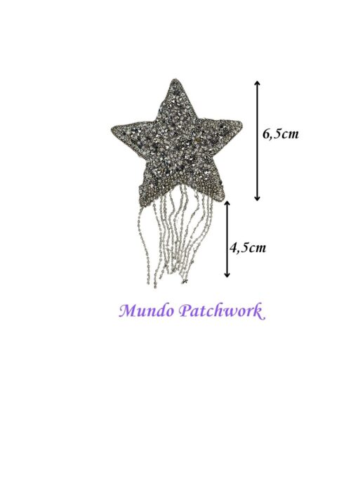 Aplicación para ropa estrella con brillos con adhesivo  x 2 unidades - Imagen 2